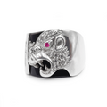 Anillo Leopardo Caballero-Plata 950