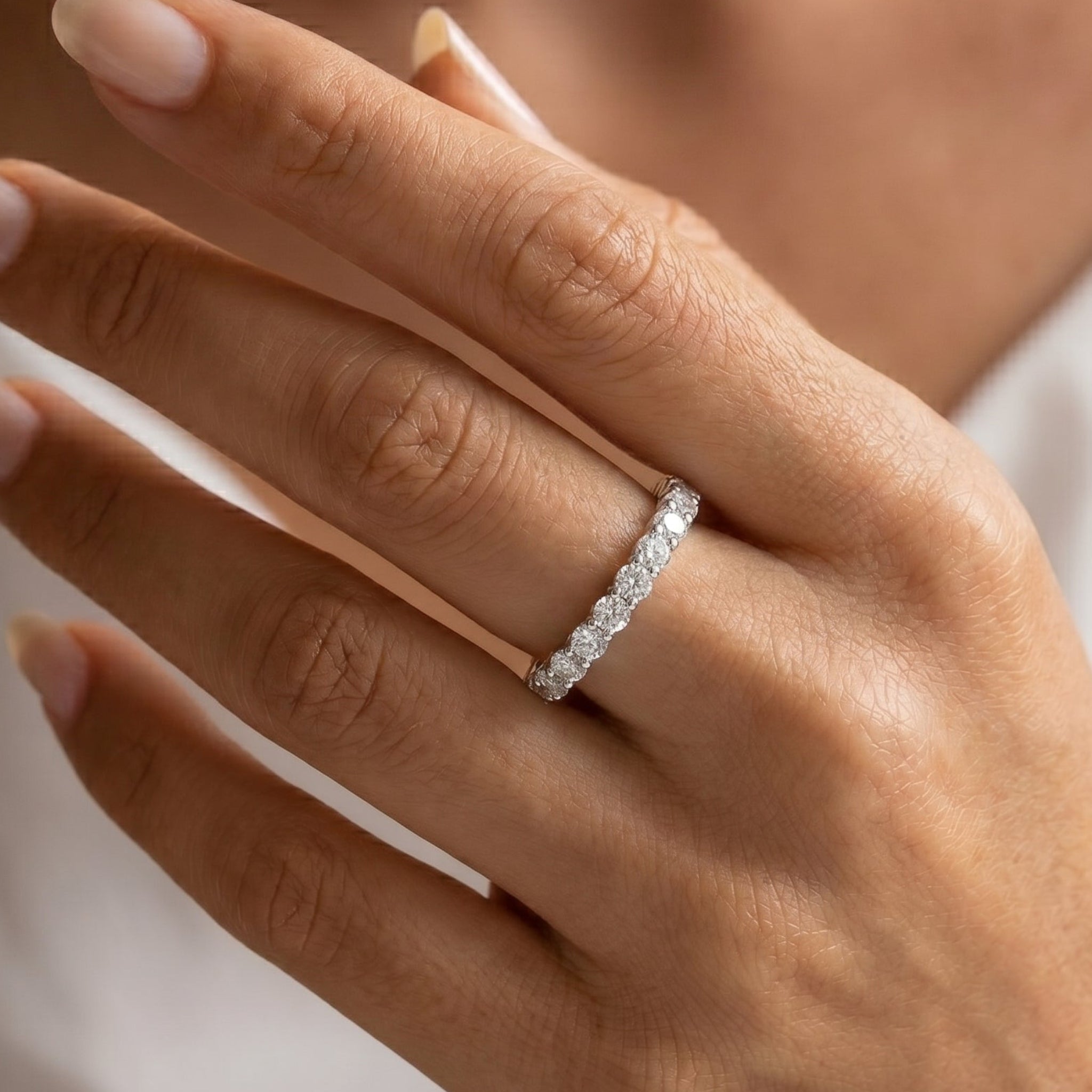 Anillo Medio Riviere Shiny - Plata 950