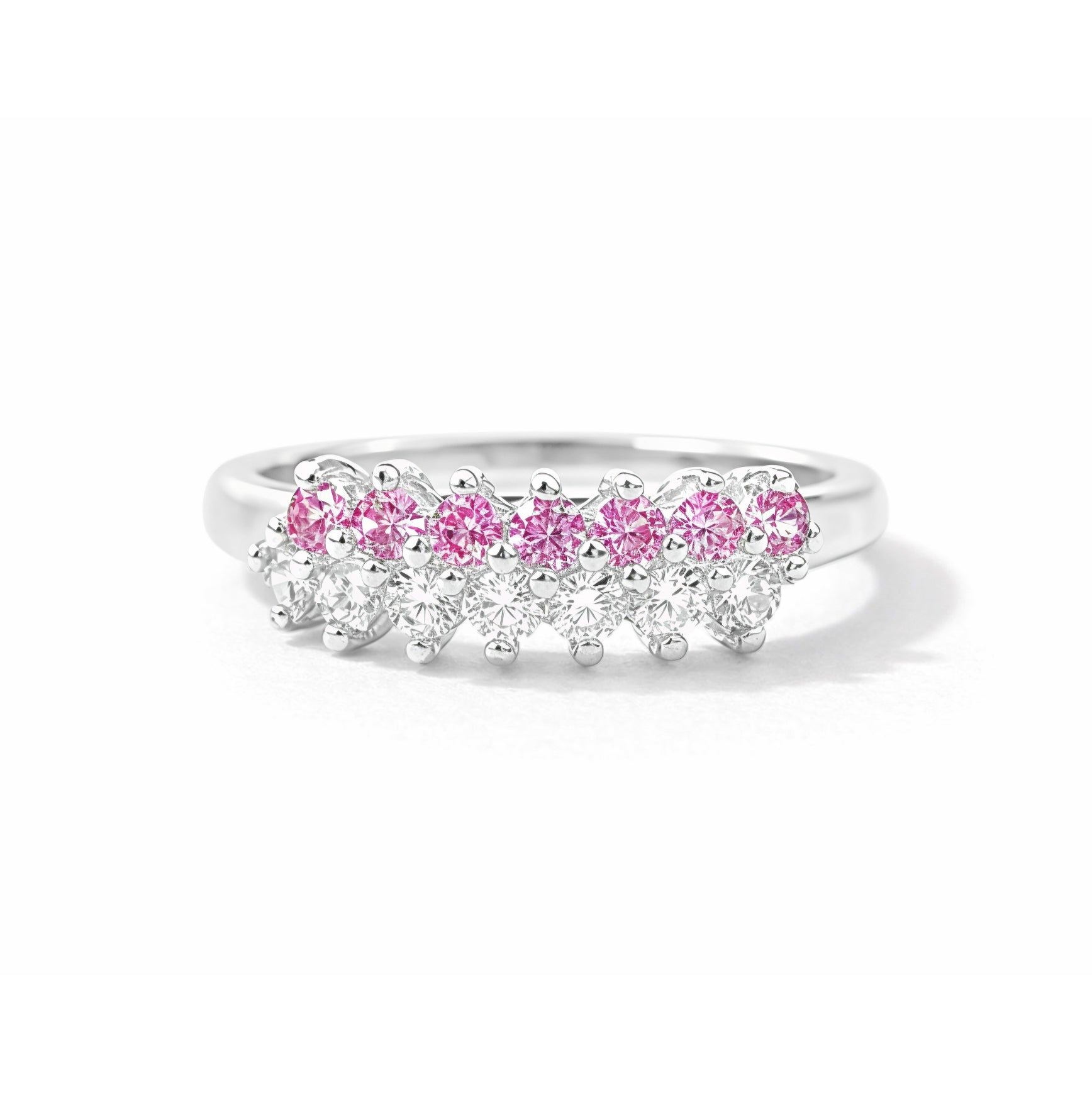 Anillo Medio Riviere Doble - Plata 950