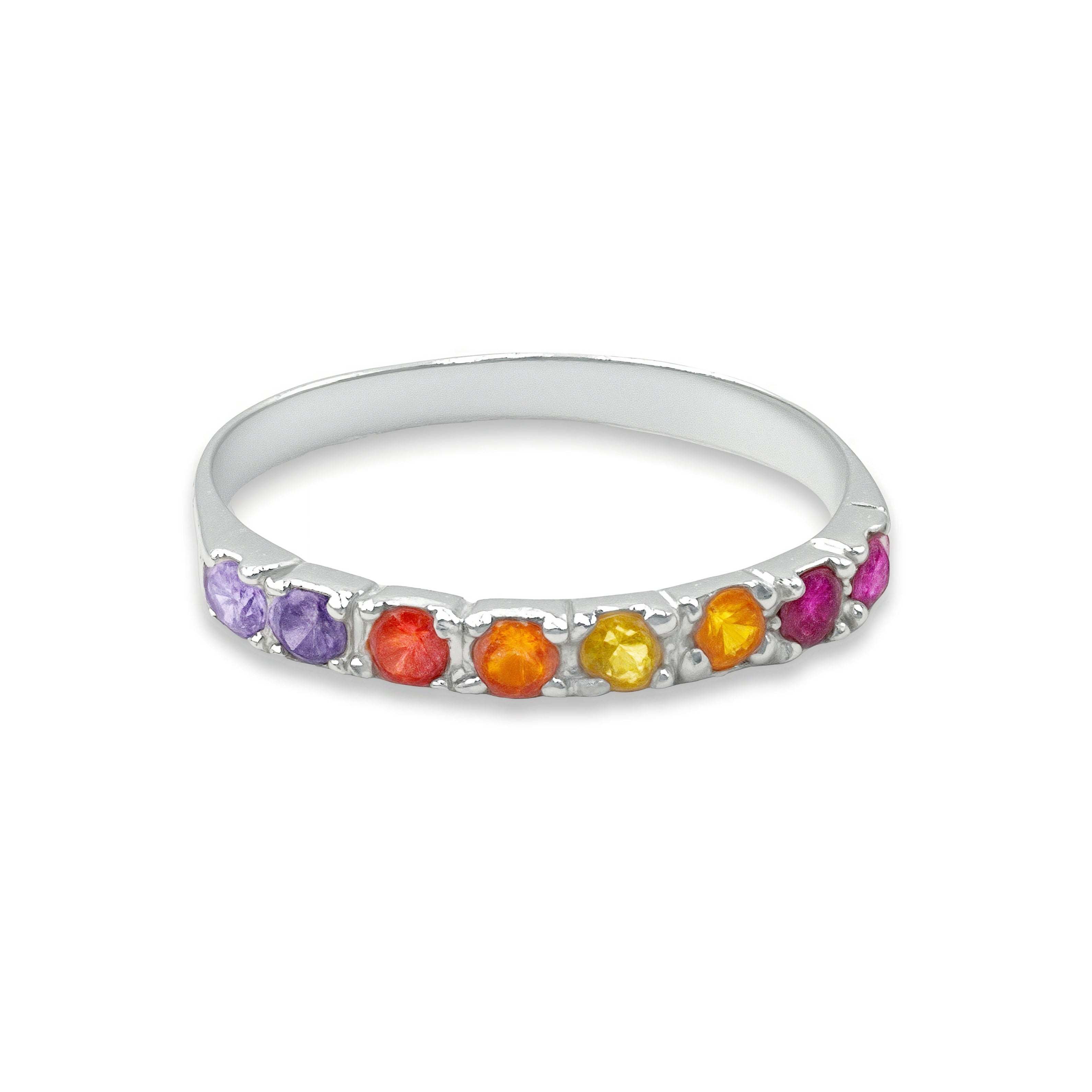 Anillo Medio Riviere Rainbow - Plata 950