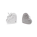 Aretes Corazón arenado-Plata 950/925