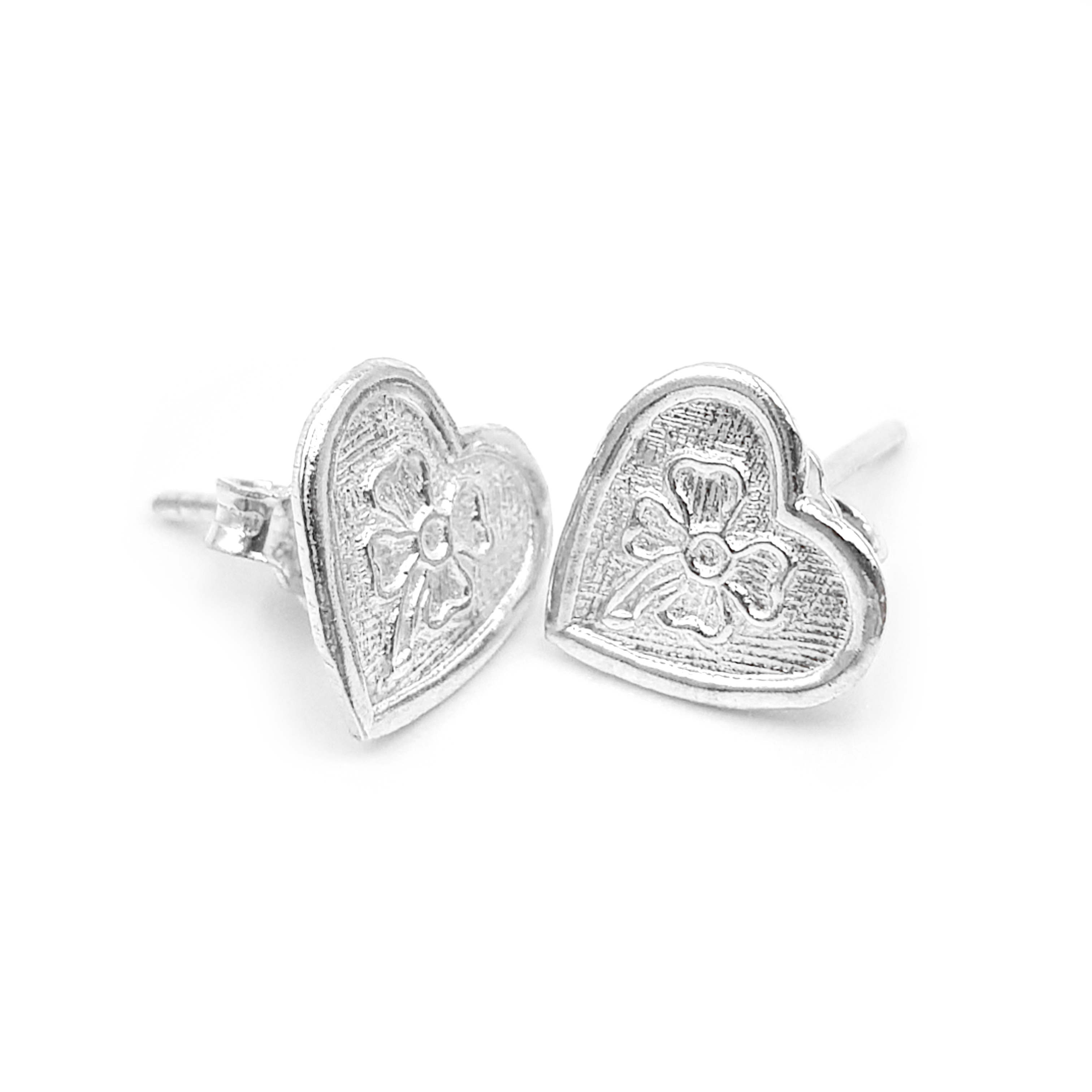 Aretes Corazón con trébol - Plata 950/925