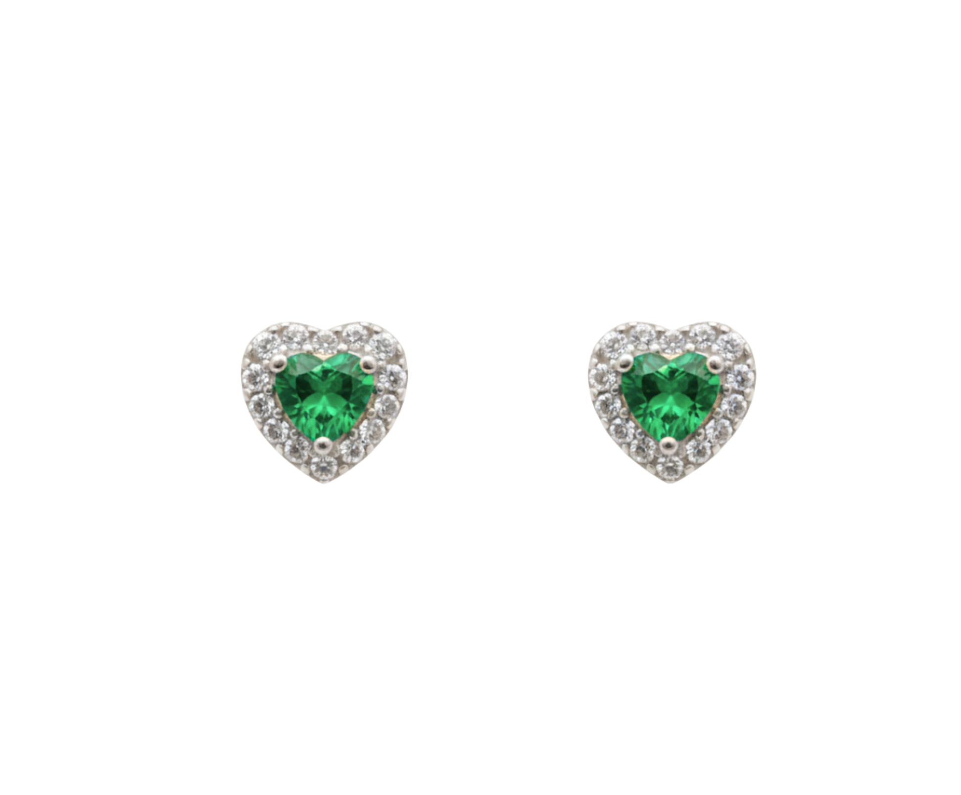 Aretes Amor Esmeralda-Plata 950