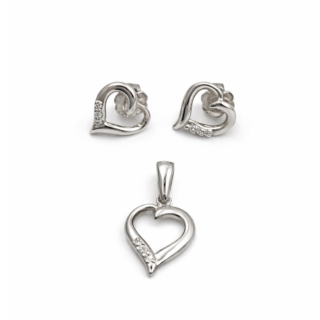 Set Silueta De Corazones  Plata 950/925