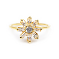 Anillo Flor De Cristales  Oro 18K