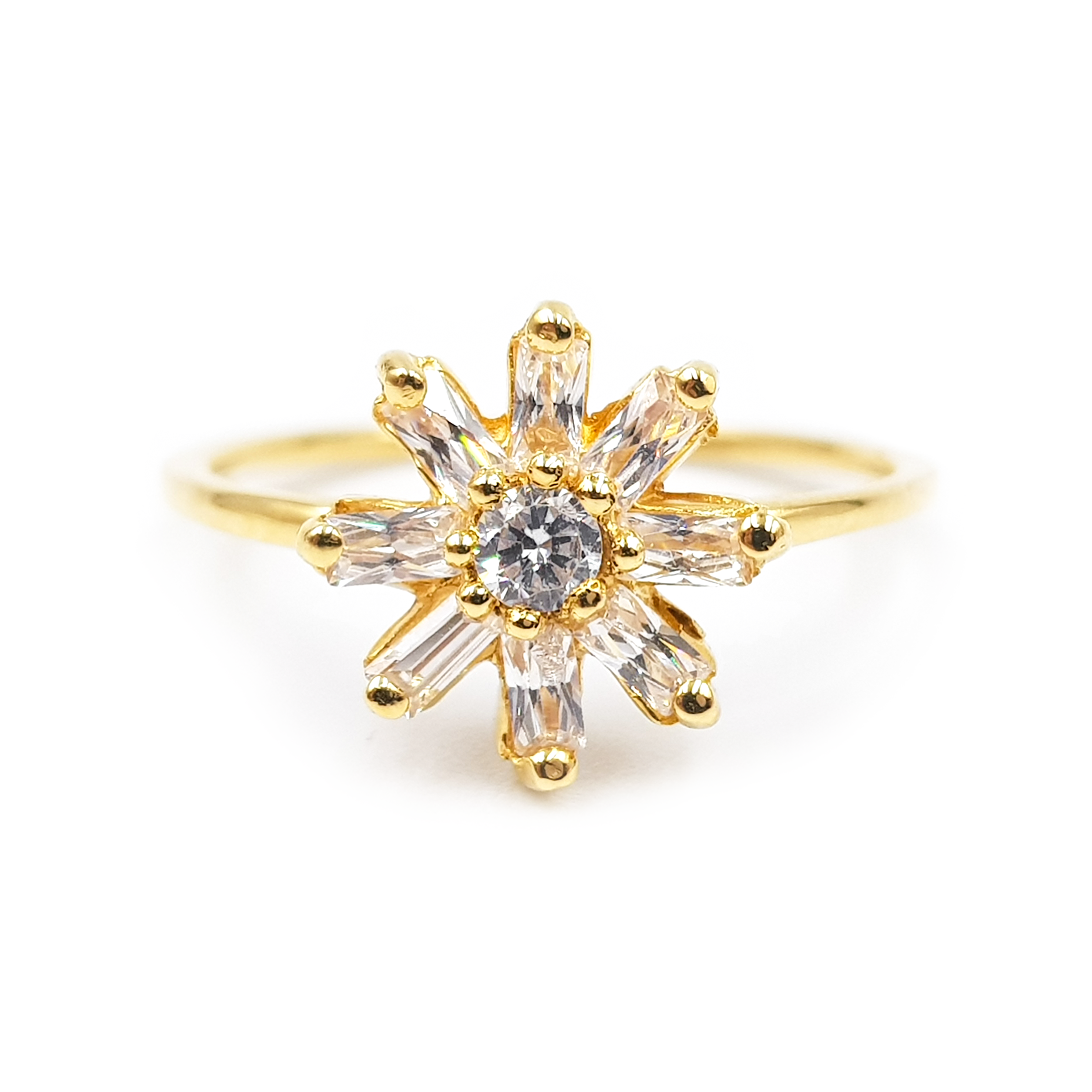 Anillo Flor De Cristales  Oro 18K