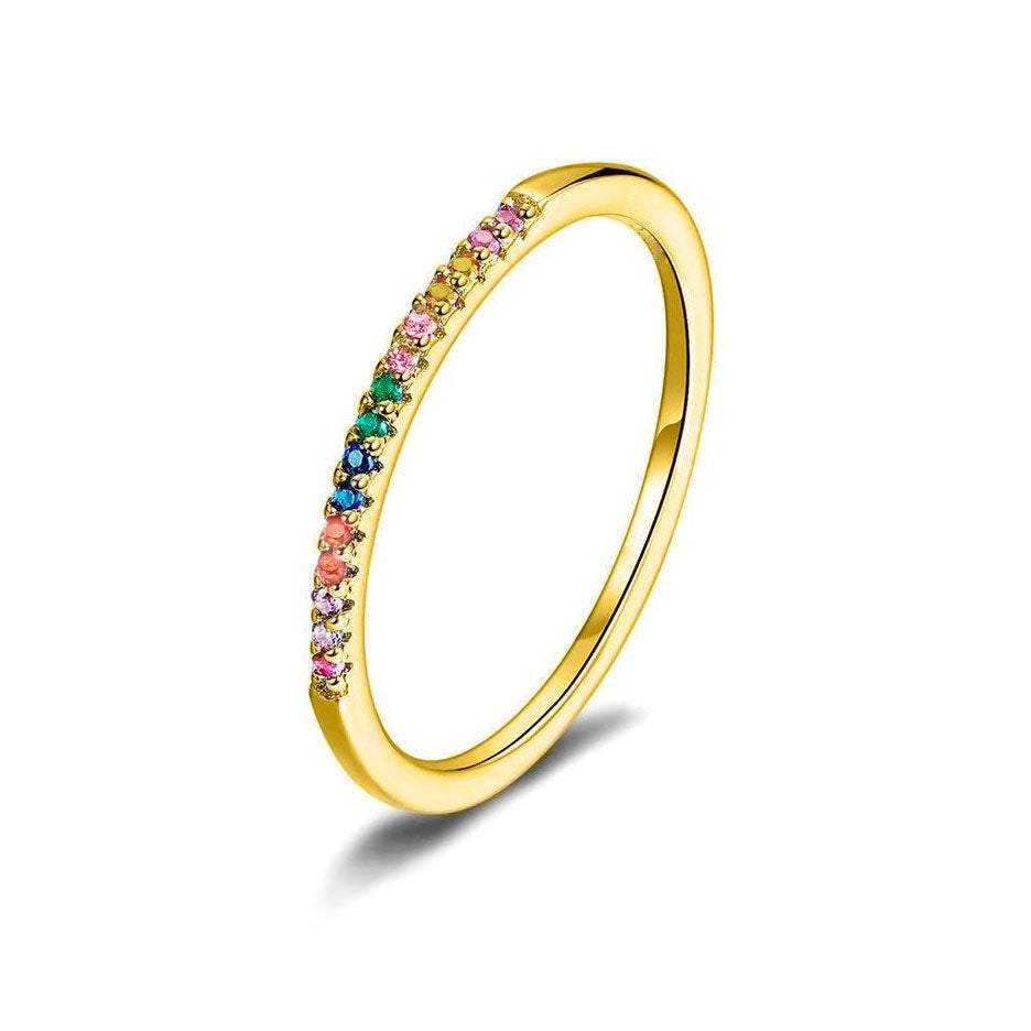 Anillo Medio Riviere Light Rainbow - Oro 18K