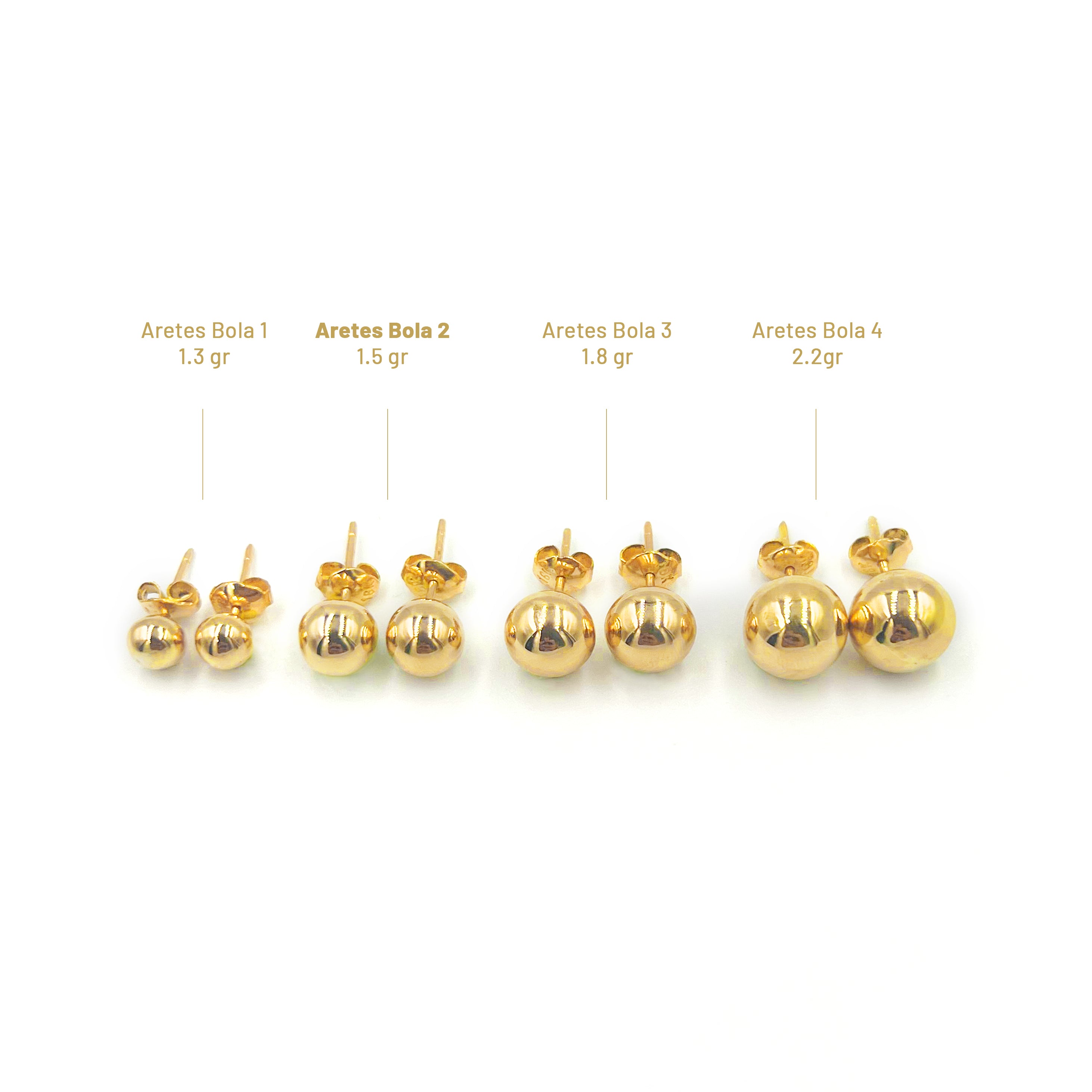 Aretes Bola - Oro 18K