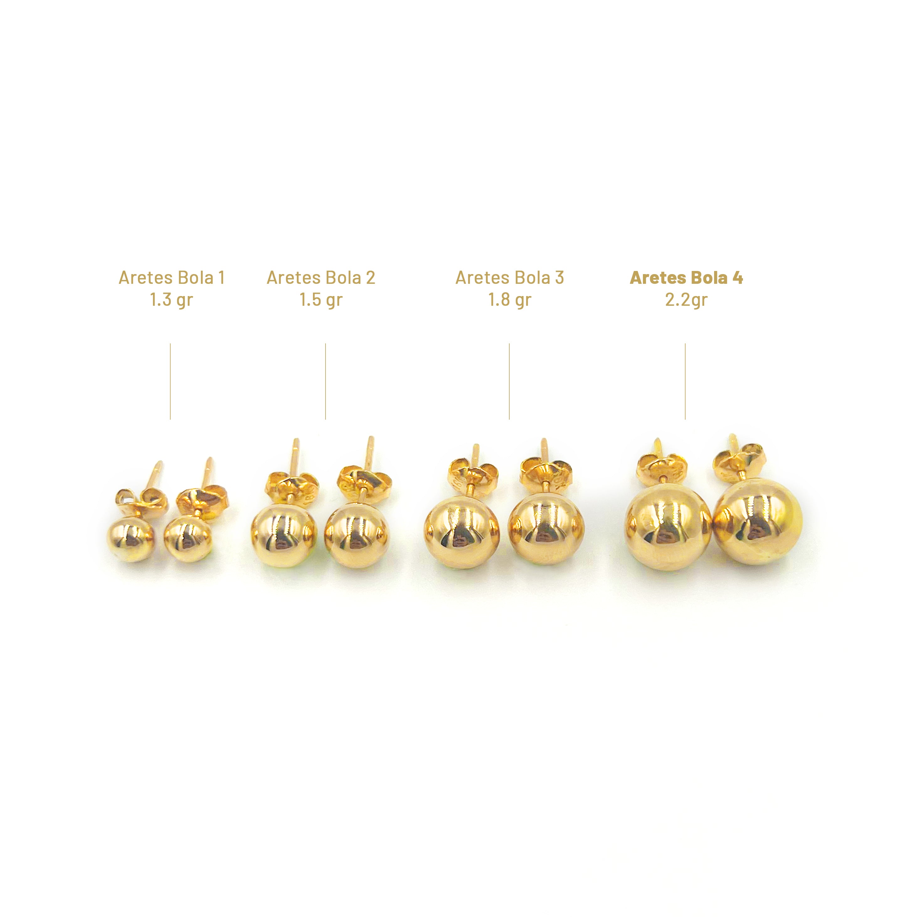 Aretes Bola - Oro 18K