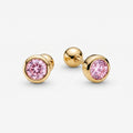 Aretes Baby Cristal Rosa - Oro 18K