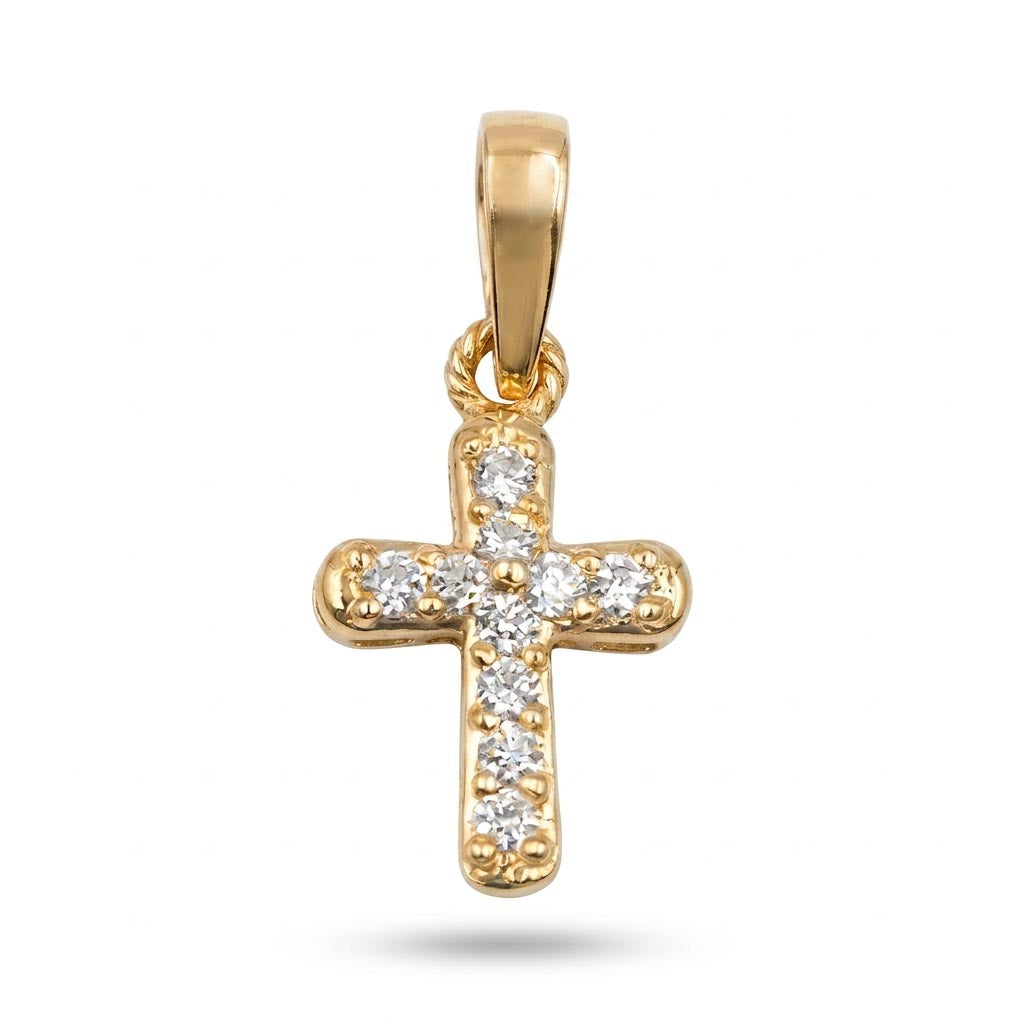 Dije Mini Cruz Diamantada  Oro 18k