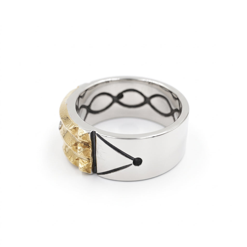 Anillo Atlante para caballero – Plata 950 / Oro 18K