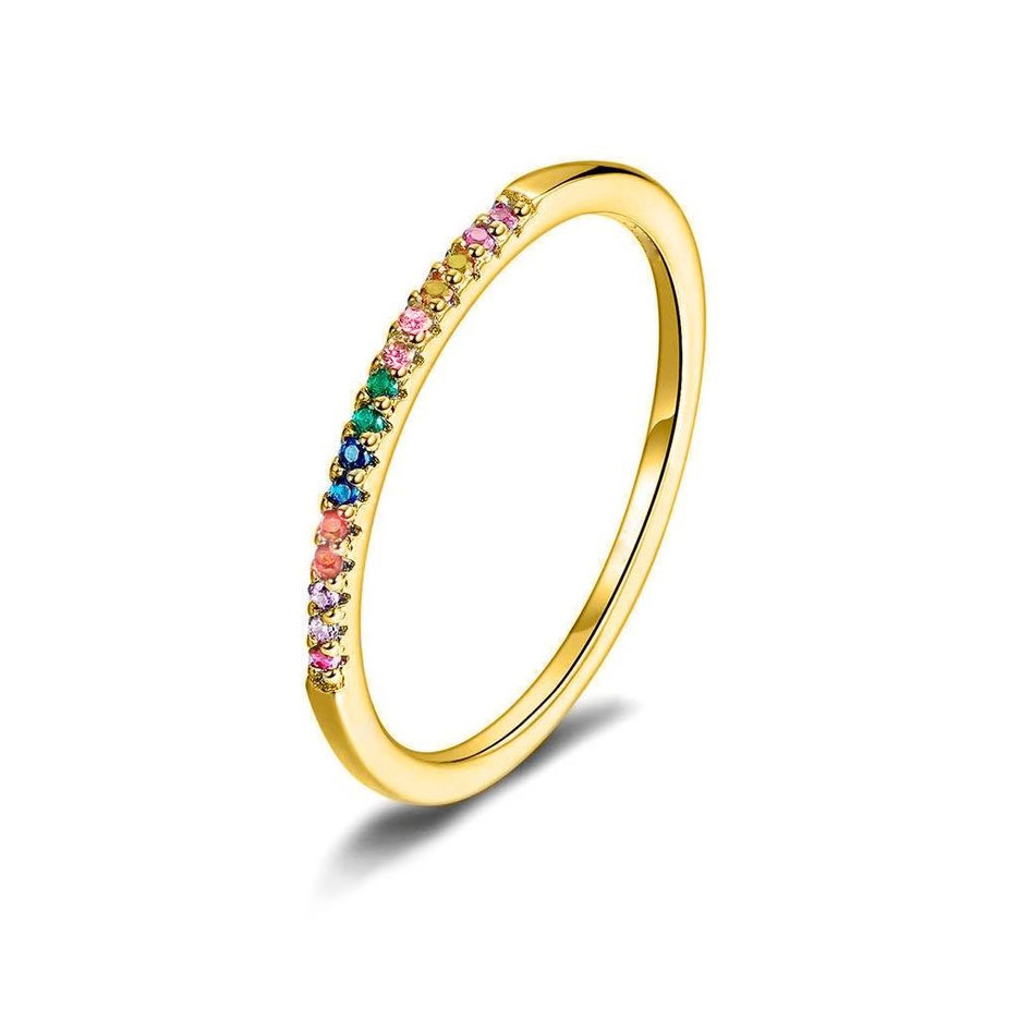 Anillo Medio Riviere Light Rainbow - Oro 18K