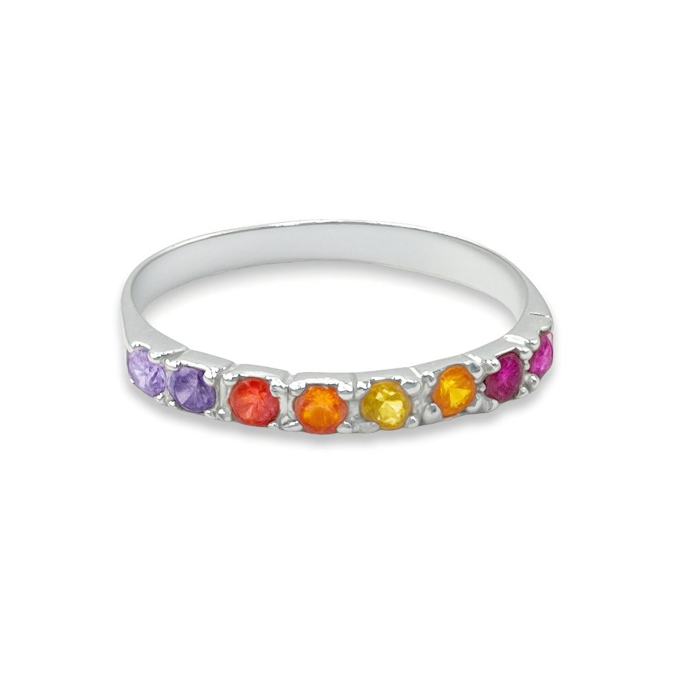 Anillo Medio Riviere Rainbow - Plata 950