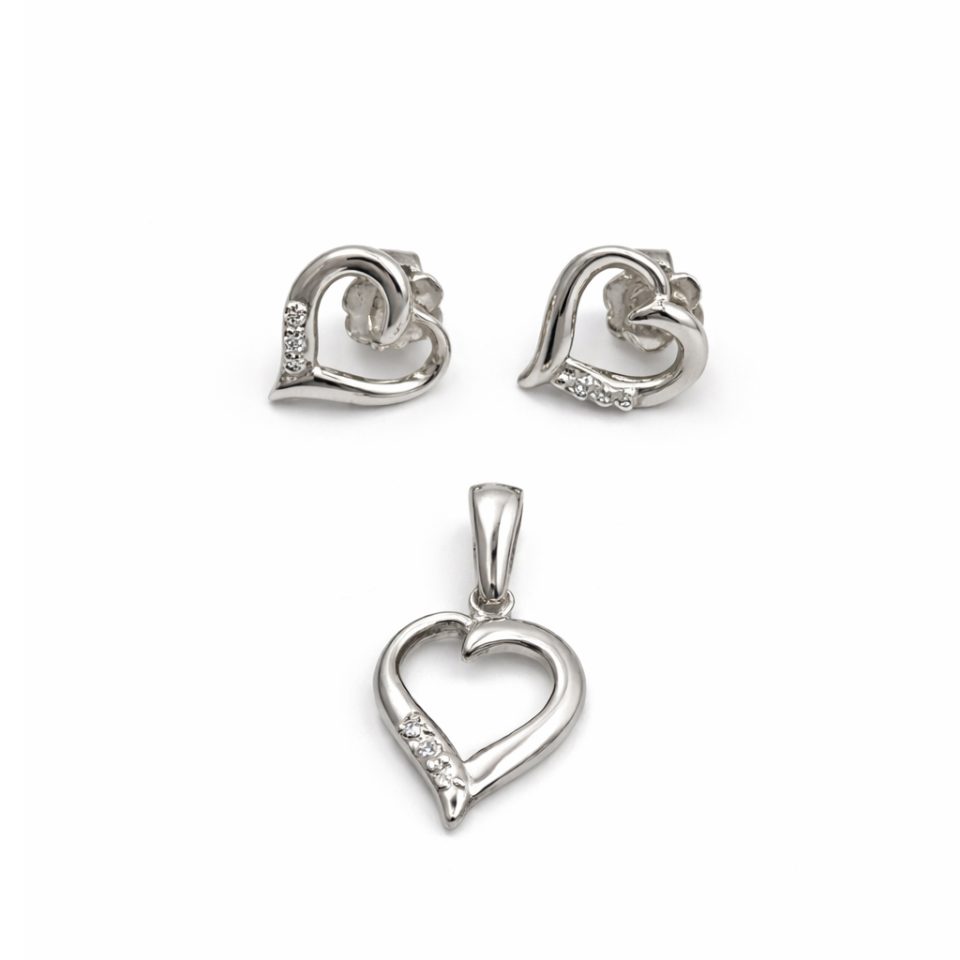 Set Silueta de corazones - Plata 950/925